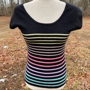 LUTZ PATMOS SWEATER SCOOP NECK BLACK STRIPE CASHMERE ITALY Size S